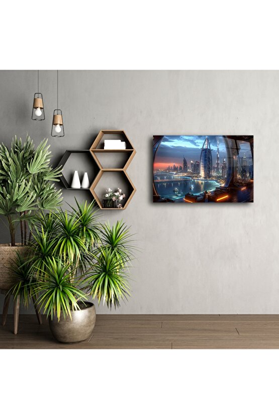 Lüks Futuristik Şehir Manzaralı Duvar Sanatı