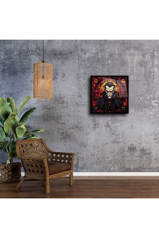 Cam Duvar Sanatı Vampir Portre Paneli