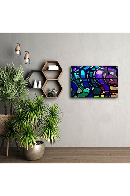 Soyut Renkli Vitray Cam Tablo