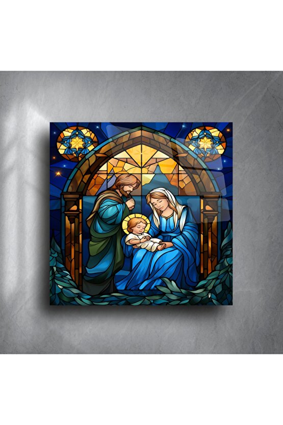 El Yapımı Aziz Aile Vitray Tablo