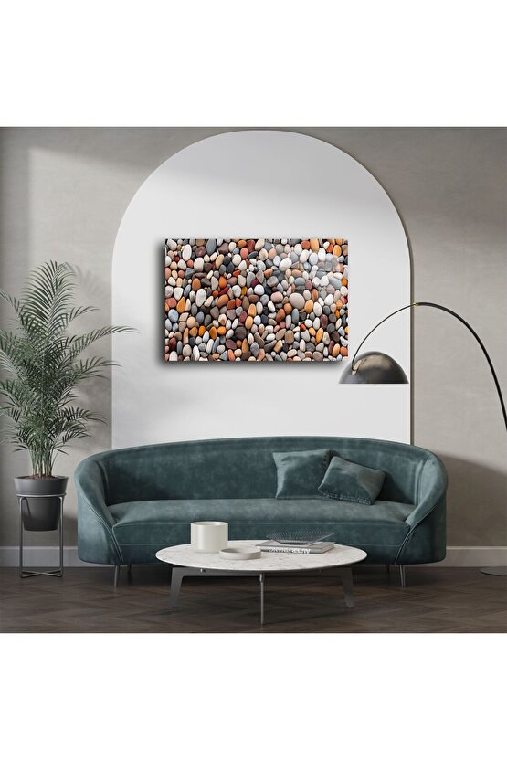 Renkli Çakıl Taşları Desenli Temperli Cam Tablo
