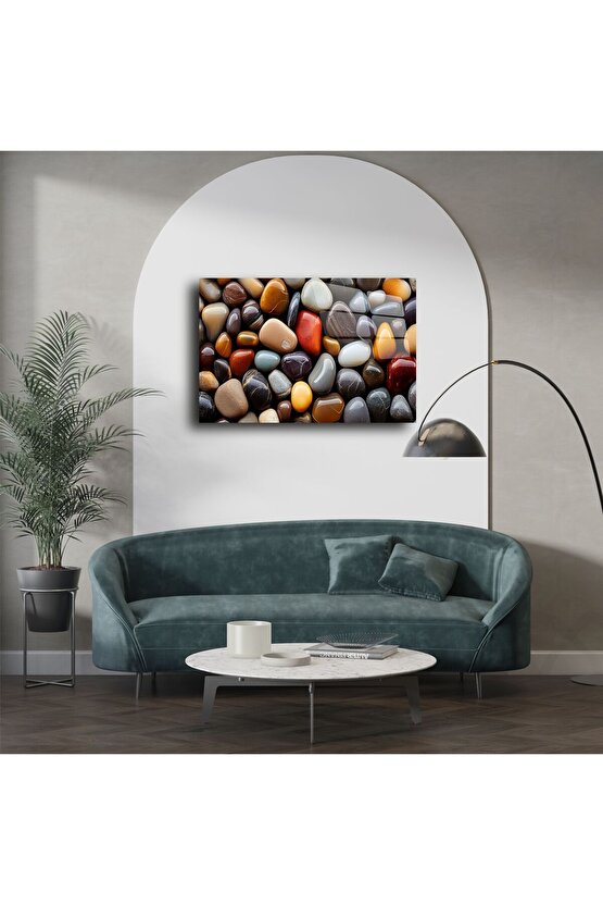 Doğal Renkli Taş Desenli Temperli Cam Tablo