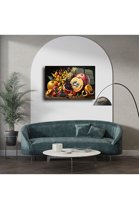 Tropik Meyve Temalı Temperli Cam Tablo