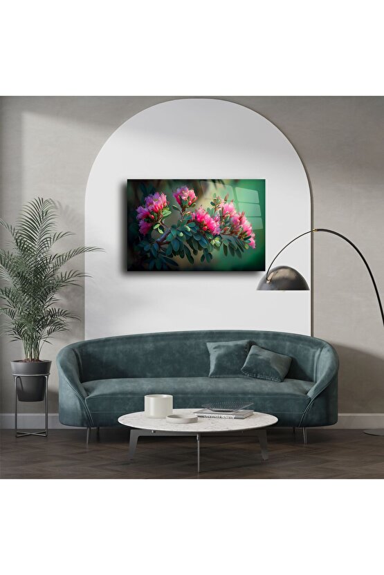 Pembe Çiçekli Cam Tablo