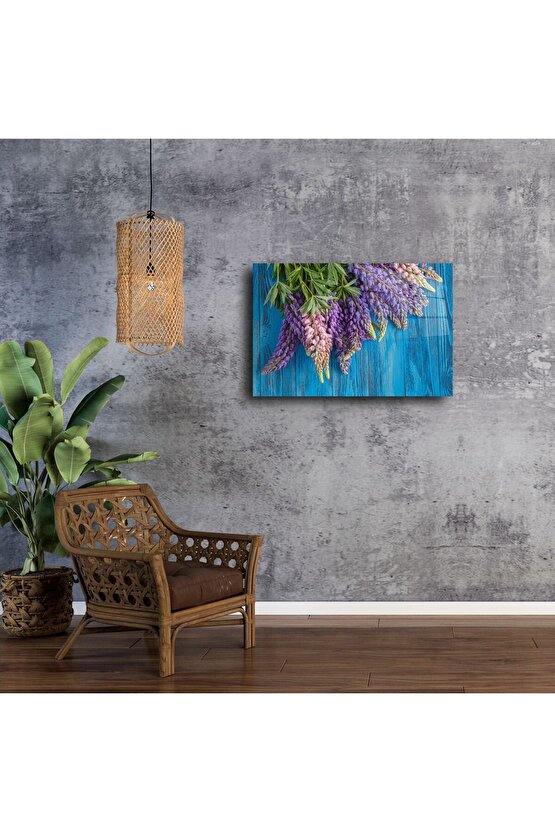 El Yapımı Mor ve Pembe Lupin Çiçek Tablosu