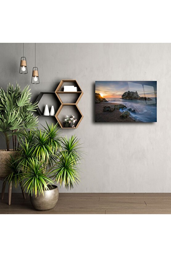 Okyanus Günbatımı Cam Tablo