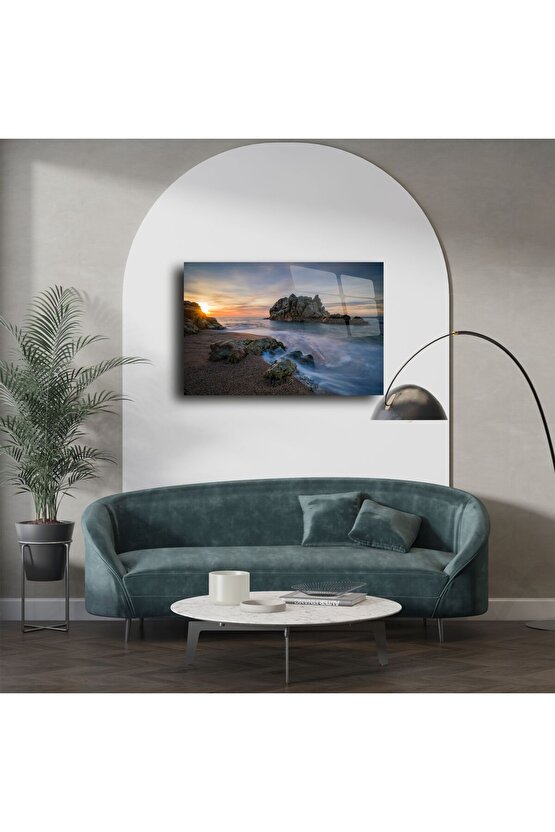 Okyanus Günbatımı Cam Tablo