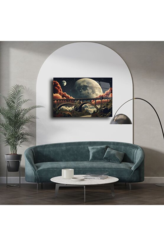 Modern Fantastik Manzara Cam Tablo