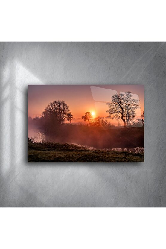 Gün Doğumu Manzaralı Cam Tablo