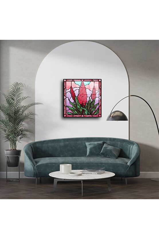 El Yapımı Renkli Vitray Çiçek Duvar Sanatı