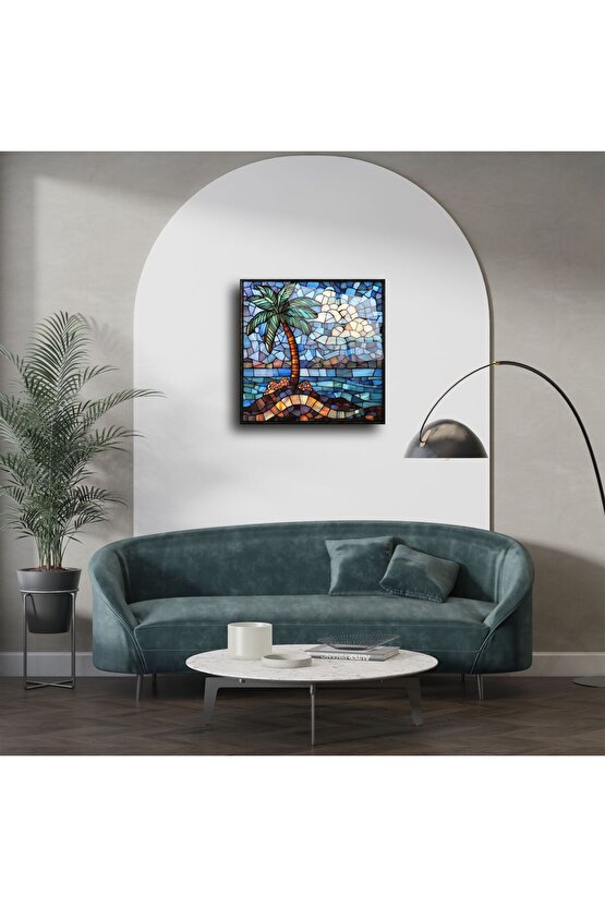 Tropikal Palmiye Cam Tablo