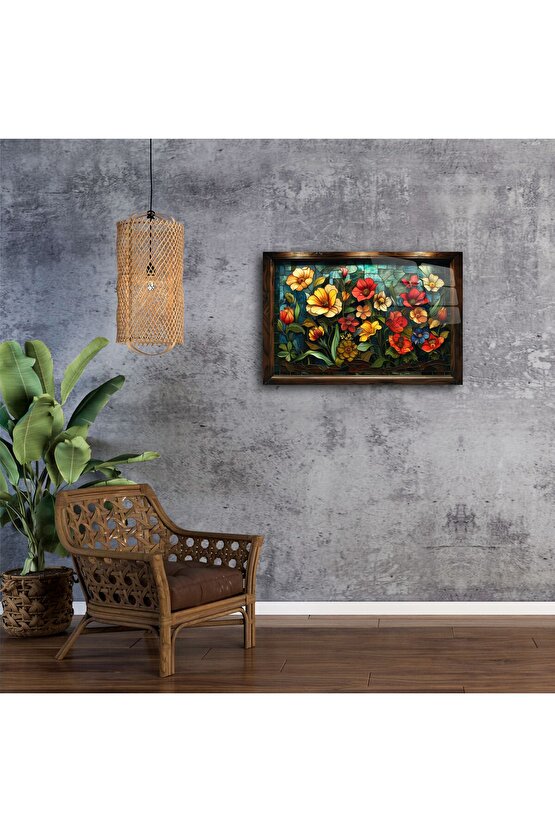 Cam Tablo Soyut Yüz Çizimi Duvar Sanatı