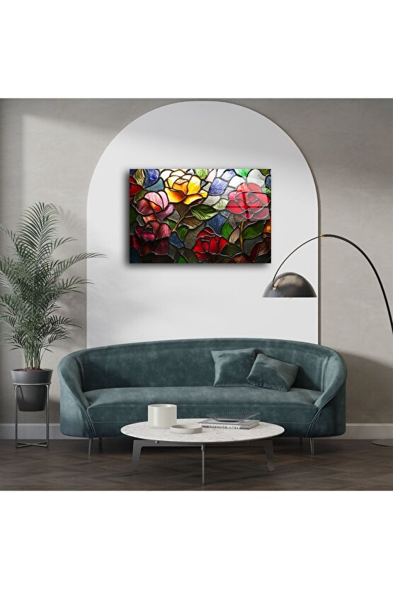 Lüks Renkli Vitray Gül Tablo