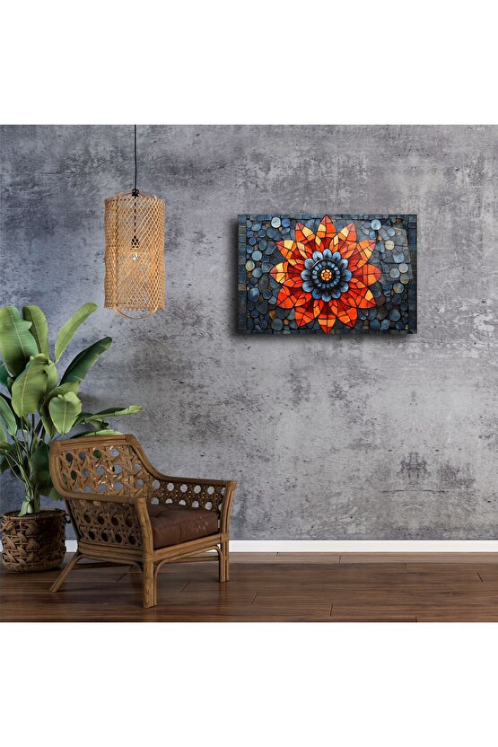 El Yapımı Renkli Cam Mozaik Çiçek Tablo