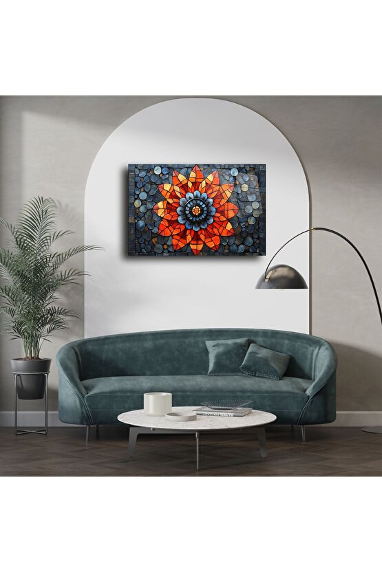 El Yapımı Renkli Cam Mozaik Çiçek Tablo