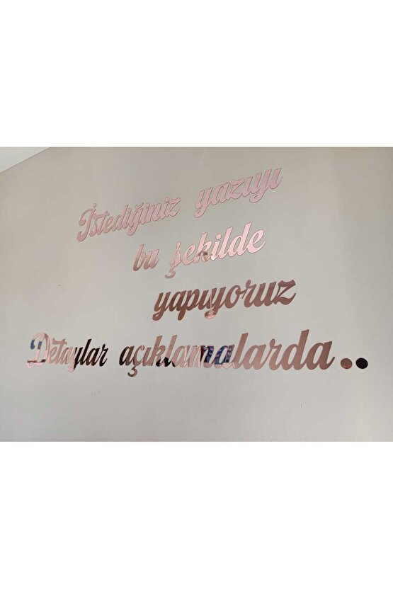 Kişiye Özel Yazı, Yapışkanlı Aynalı Rose Gold Pleksi Duvar Yazısı (HER 50 HARF IÇİN 1 ÜRÜN)