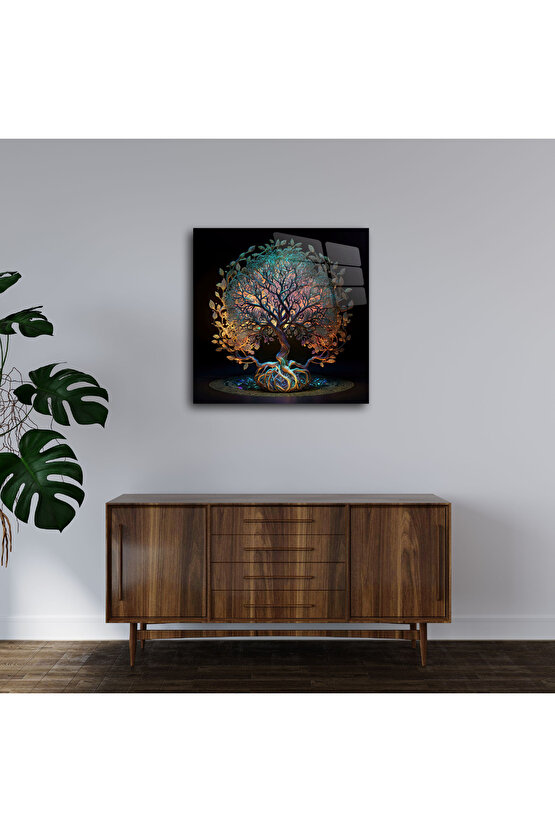Hayat Ağacı Görseli Cam Tablo Duvar Dekoru 6