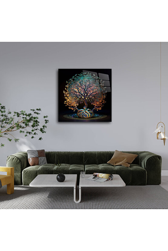 Hayat Ağacı Görseli Cam Tablo Duvar Dekoru 6