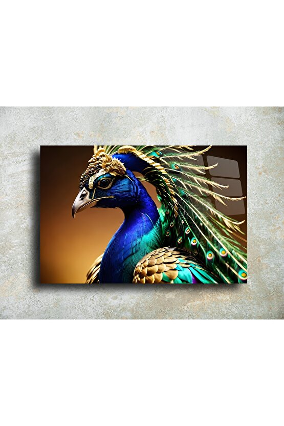 Tavus Kuşu Cam Tablo Duvar Dekoru 2