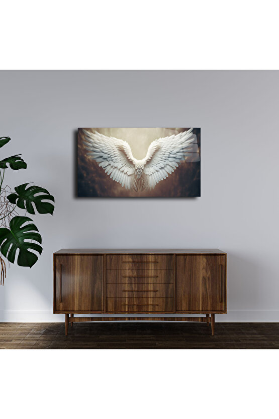 Melek Kanatları Cam Tablo Duvar Dekoru