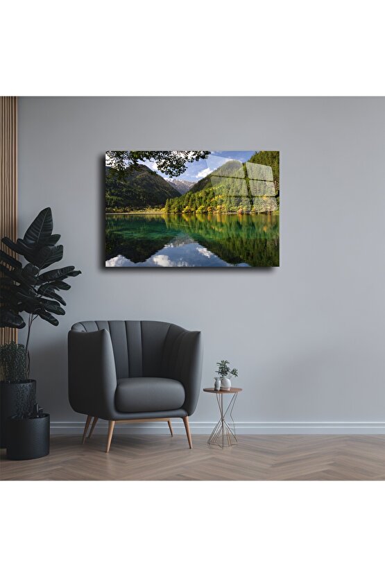 Orman Manzarası Cam Tablo Duvar Dekoru