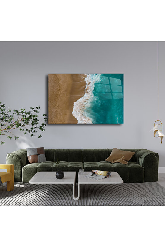 Deniz ve Sahil Temalı Cam Tablo Duvar Dekoru