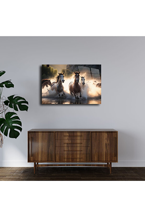 At Temalı Cam Tablo Duvar Dekoru 4