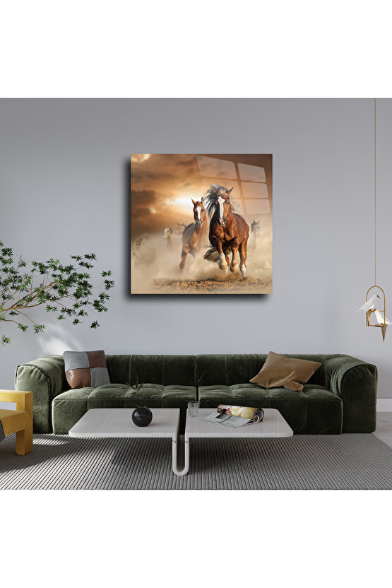 At Temalı Cam Tablo Duvar Dekoru 3