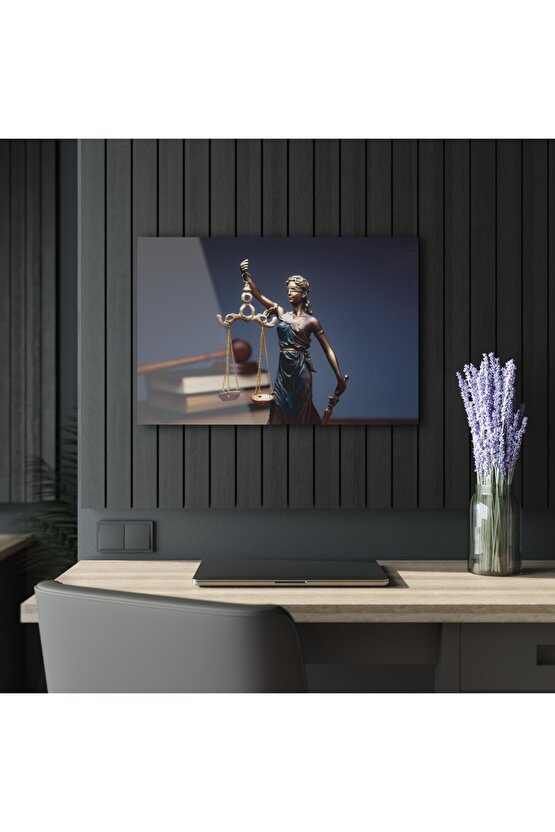 Adalet Terazisi Cam Tablo Duvar Dekoru 3