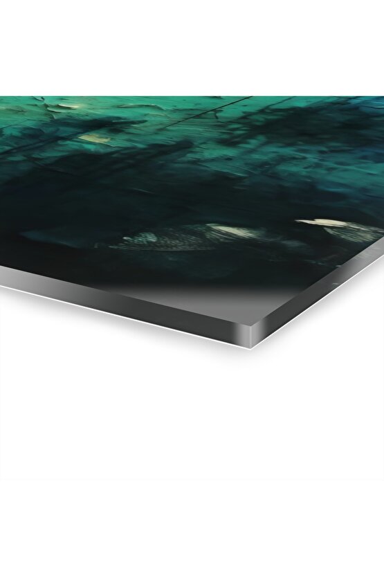 Sulu Boya Efektli Arapça Yazı Kuran-ı Kerim İslam Cam Tablo Duvar Dekoru 3