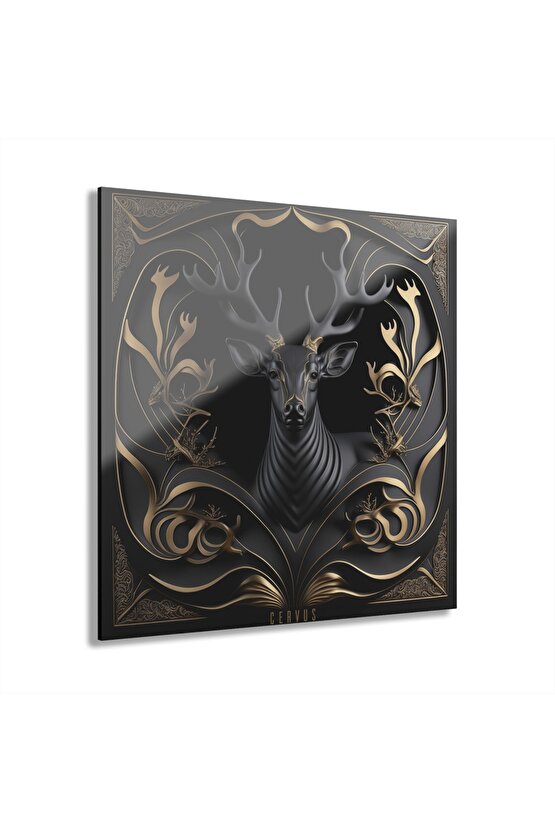 3d Geyik Cam Tablo Duvar Dekoru