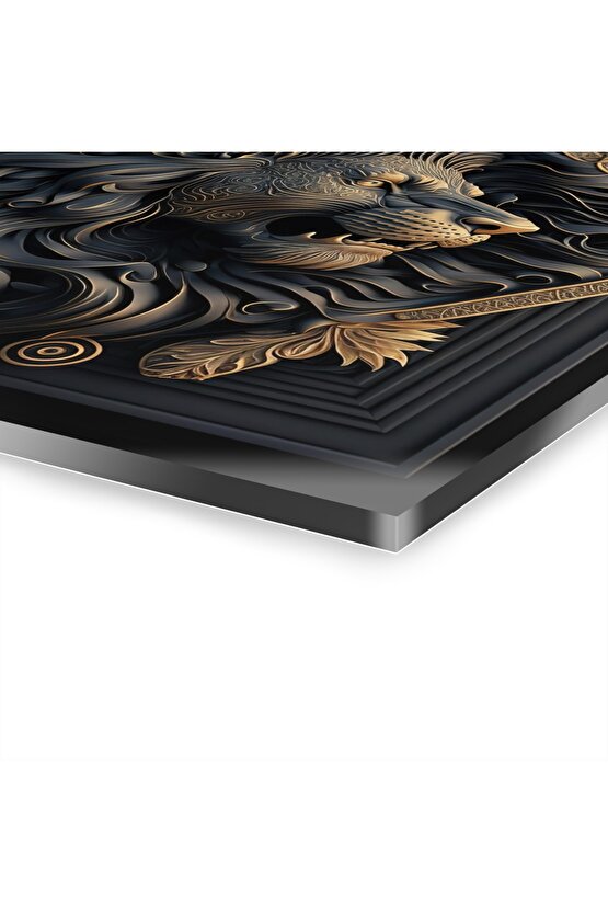 3d Aslan Cam Tablo Duvar Dekoru