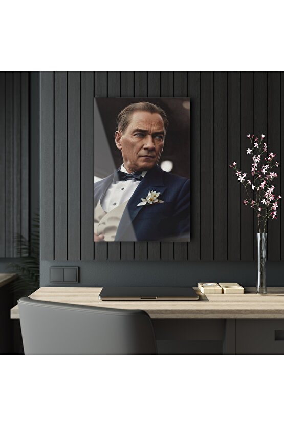 Atatürk Model 3 Cam Tablo Duvar Dekoru