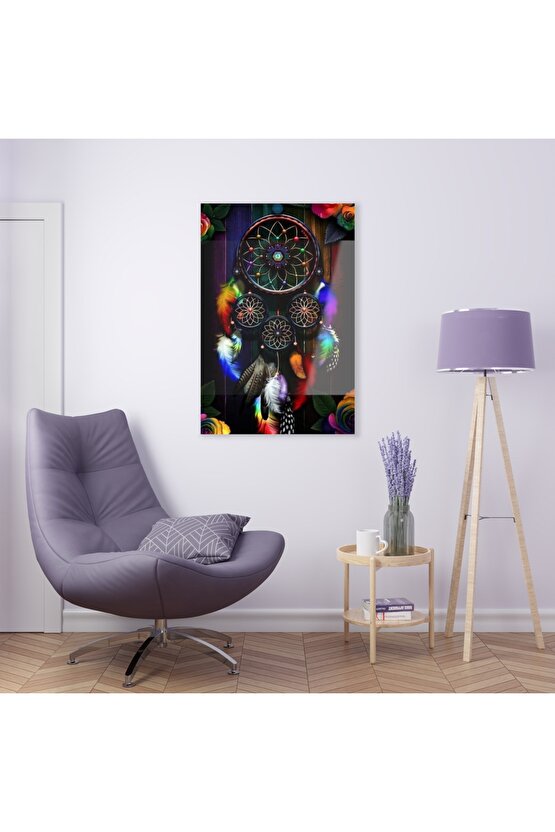 Dream Catcher Düş Kapanı Cam Tablo Duvar Dekoru