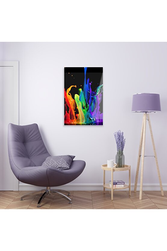 Gökkuşağı Damlalar Cam Tablo Duvar Dekoru