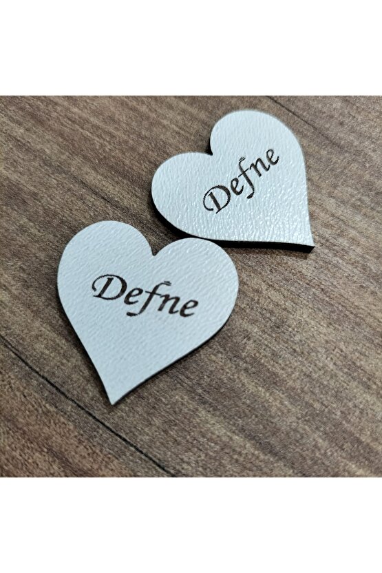 3x3 Cm Beyaz Ahşap Lazer Kesim Kalp Figürlü Etiket Isimlik 50 Adet