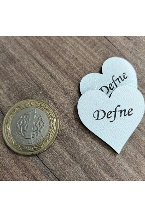 3x3 Cm Beyaz Ahşap Lazer Kesim Kalp Figürlü Etiket Isimlik 50 Adet