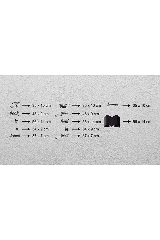 120*60 Cm A Book Is A Dream That You Hold In Your Hand Ahşap Duvar Yazısı