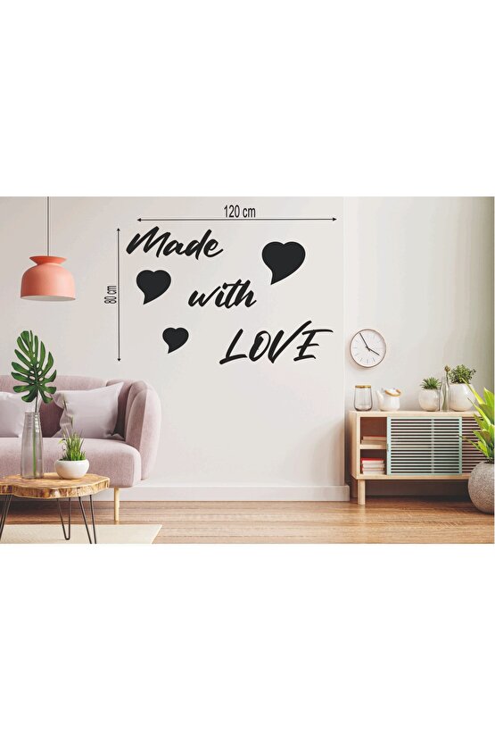 120*80 Cm Made With Love Ahşap Duvar Yazısı
