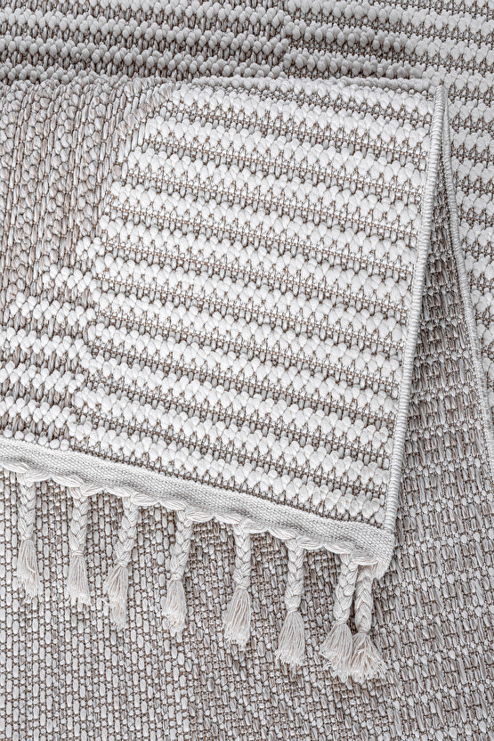 Mumbai 321 Bej - Beyaz Yumuşak Dokulu Halı Kilim Salon Mutfak Koridor  Yolluk Dokuma Makine Halısı