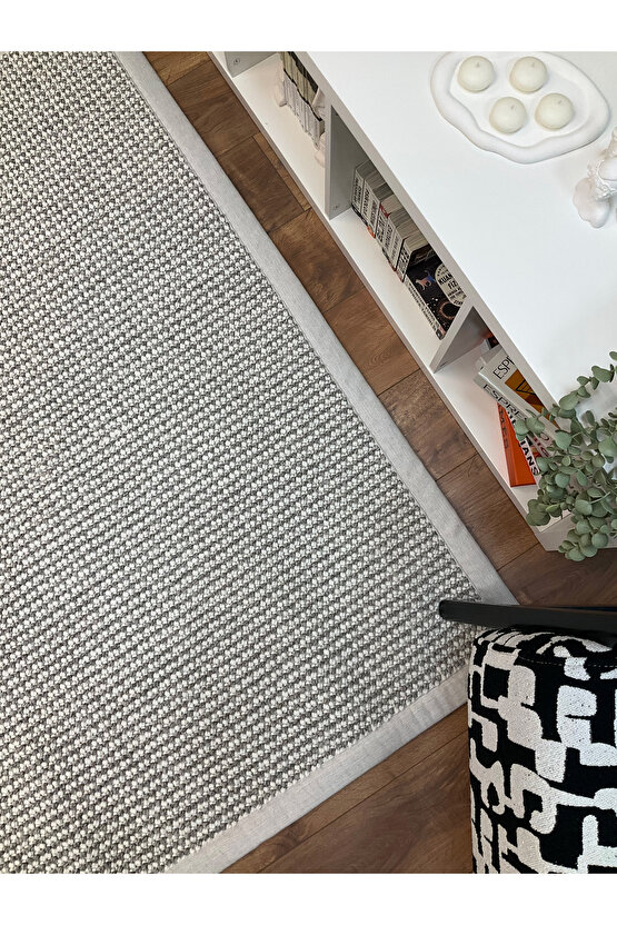 Kumaş Bordür Gri Bukle Krem Bordür  Halı Salon Koridor Mutfak Çocuk Odası Halısı  Kilim S269