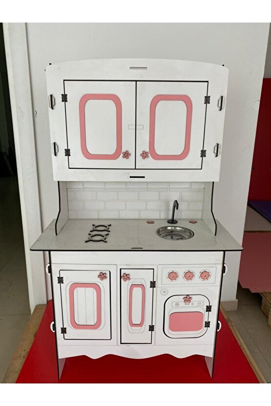 Büyük Boy Montessori Ahşap Oyuncak Mutfak 135x80