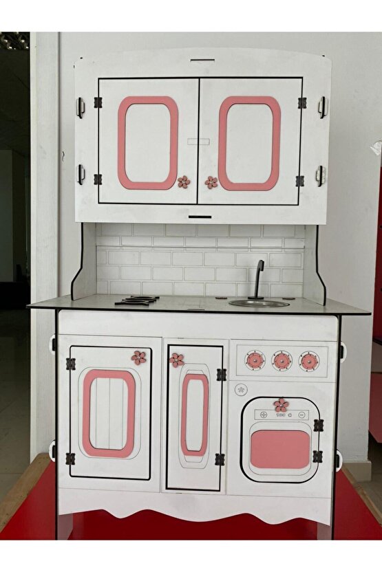 Büyük Boy Montessori Ahşap Oyuncak Mutfak 135x80