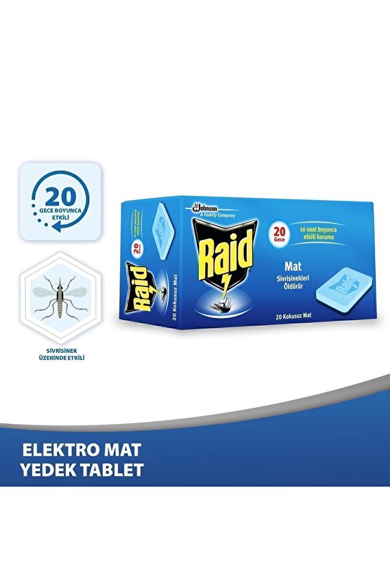 Elektro Mat Kokusuz Tablet, 20li (SİVRİSİNEKLERE KARŞI)