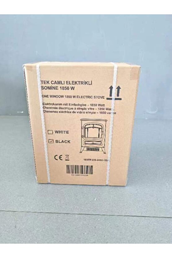 Elektrikli Şömine Siyah 1850 W Metal Kasa, Fanlı şömine, Elektrikli Soba , Gold Kulp ,Gold detaylı