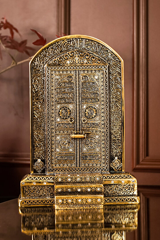Lüks Hediyelik Dekoratif Obje Gold Dekor Gold Ev Ofis Dekorasyon Kabe Kapısı Ayetel Kürsi Biblo