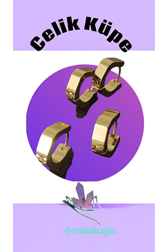 Kadin Erkek Çelik Küpe Kalın Halka Kararma Yapmaz