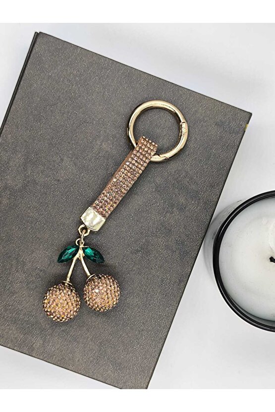 Zirkon Taşlı Kiraz Anahtarlık