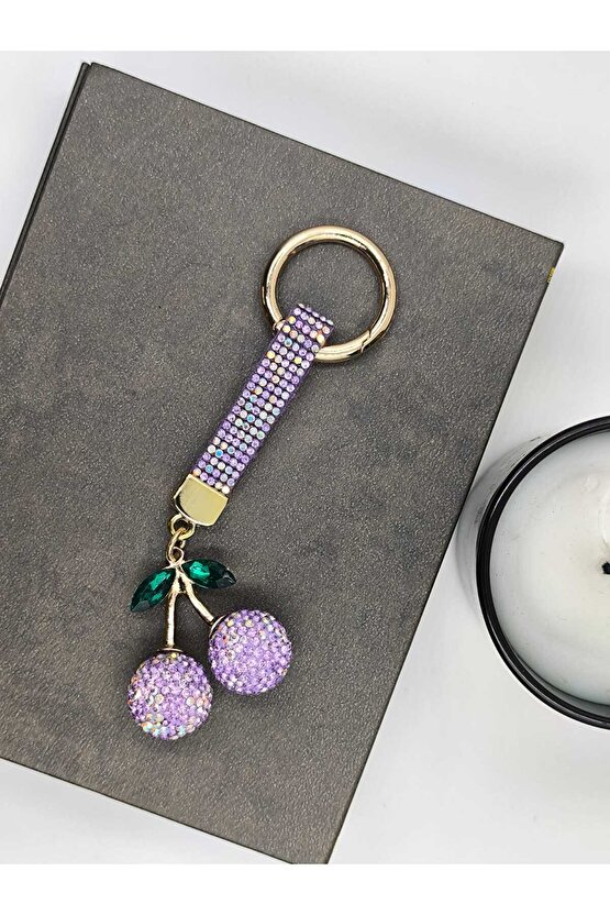 Zirkon Taşlı Kiraz Anahtarlık