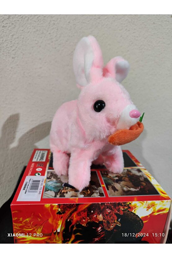Tivens Elektronik Pilli Sesli Zıplayan Hareketli Havuçlu Peluş Tavşan 18x17 Cm kaliteli ürün